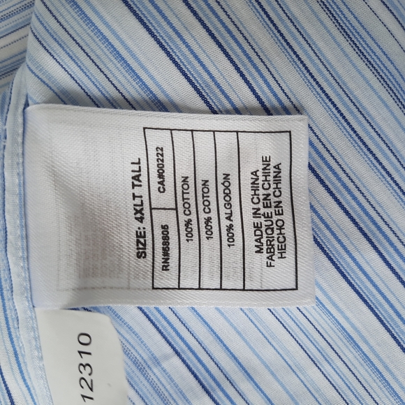 nyne New You New Energy Men's Stripe Button Up Shirt Short Sleeve SZ 4XLT Tall - Picture 12 of 13